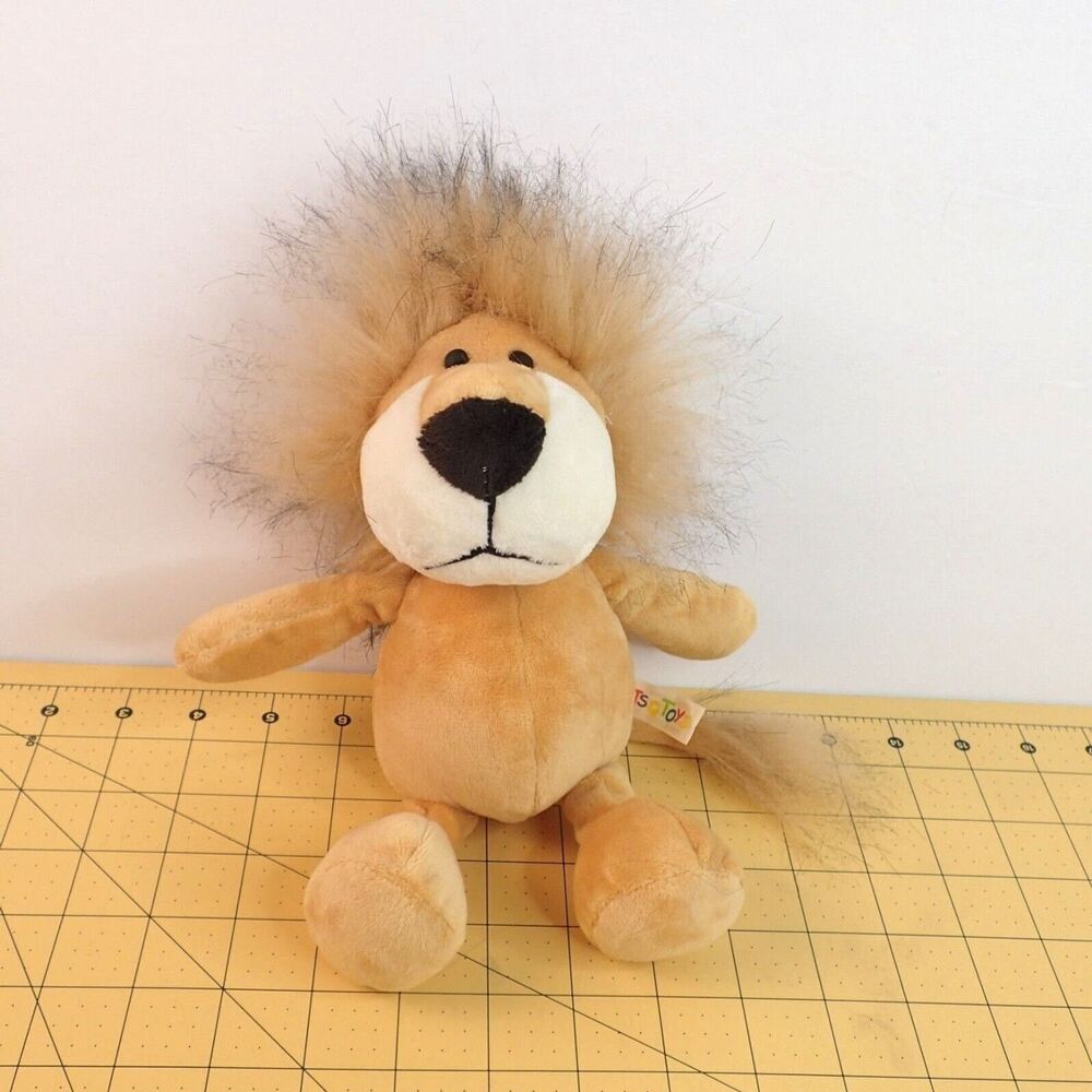 JSQ Toys Lion Plush Floppy Velour Bean Bag Stuffed Animal Beige Brown 9"